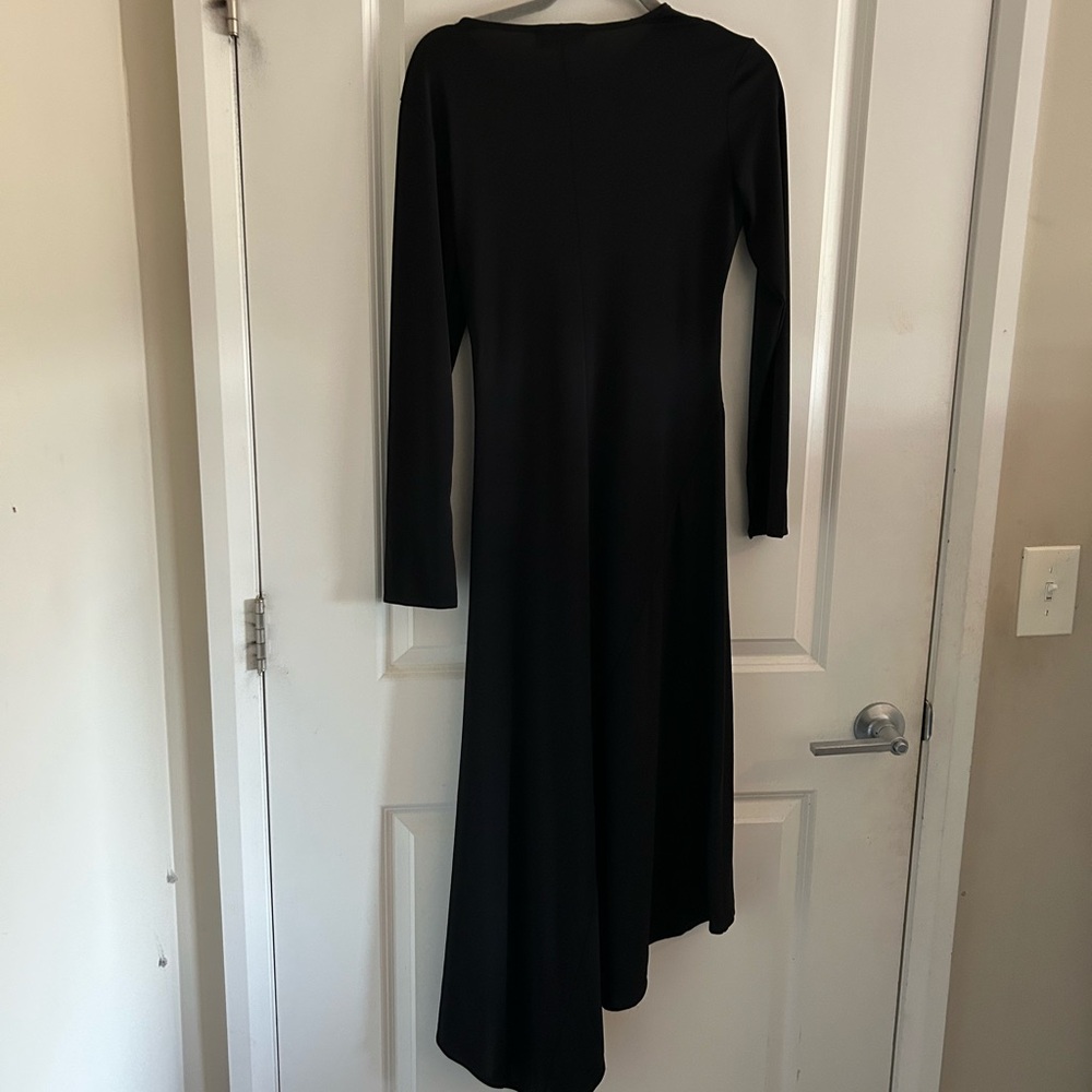 Asymmetric Black Long-Sleeve Midi Dress By Laagam — image 7 of 8